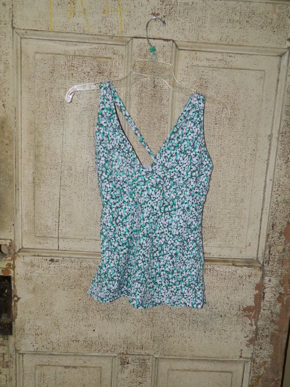 Athleta Plunge Tankini Top limited-edition Colorway Camo Flora Sz L (N-39)